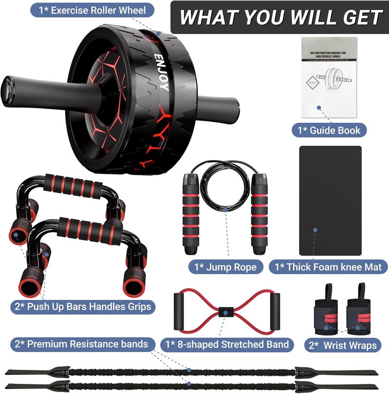 Readaeer Ab Roller Wheel, Ab Exercise Wheels Kit with Ab Roller, Resistance Bands, Knee Mat, Jump Rope, Push-Up Bar - Image 4